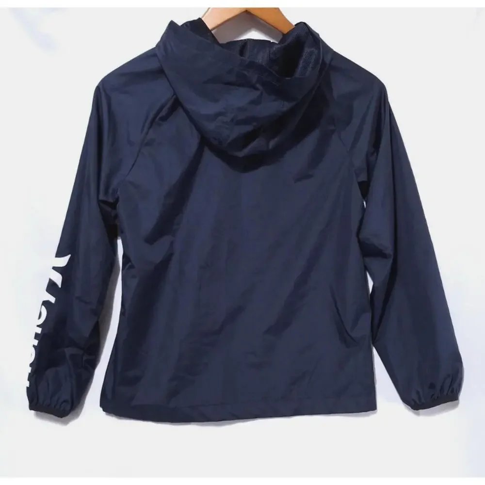 Hurley Colorblock Windbreaker Boys M 10-12Yrs Hooded Full Zip‎ Jacket Black Blue